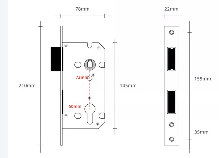 Khóa cửa phòng hợp kim kiểu Bắc Âu màu Niken KB749 12