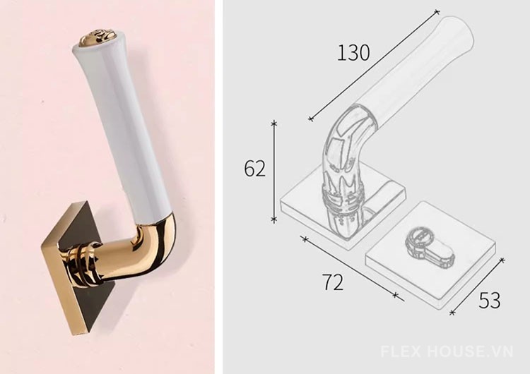 Khóa cửa tay gạt hợp kim họa tiết hoa hồng Pháp KB4188 10
