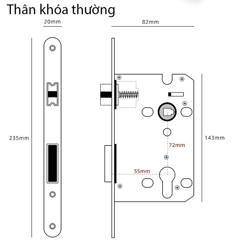 Khóa cửa tay nắm tròn hợp kim màu trắng KB425 11