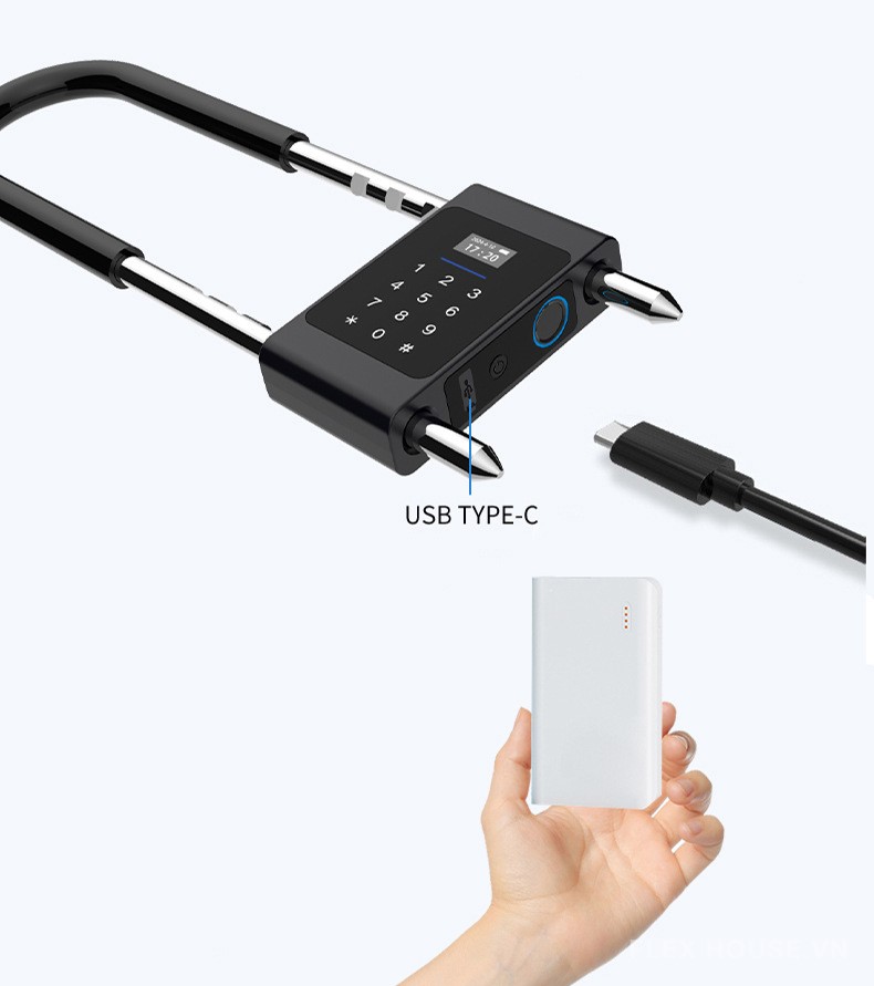Khóa điện tử chữ U thông minh cho cửa kính YK100U 11