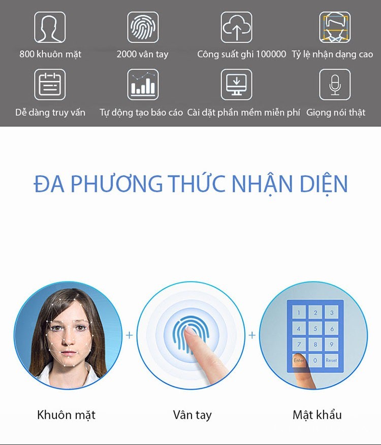 Máy chấm công nhận diện khuôn mặt vân tay YKFA02H 6