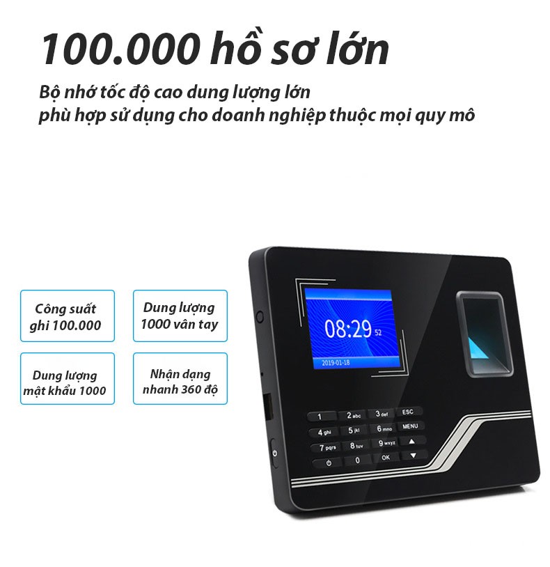 Máy chấm công vân tay kết nối Internet YKF20H 11