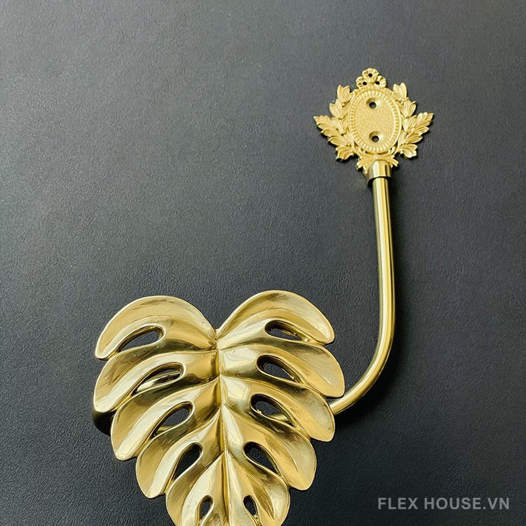 Móc vén rèm decor lá Monstera bằng đồng RBH435 9