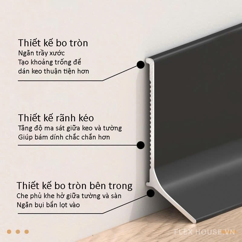 Nẹp ốp chân tường hợp kim nhôm nhiều màu DH7066 7