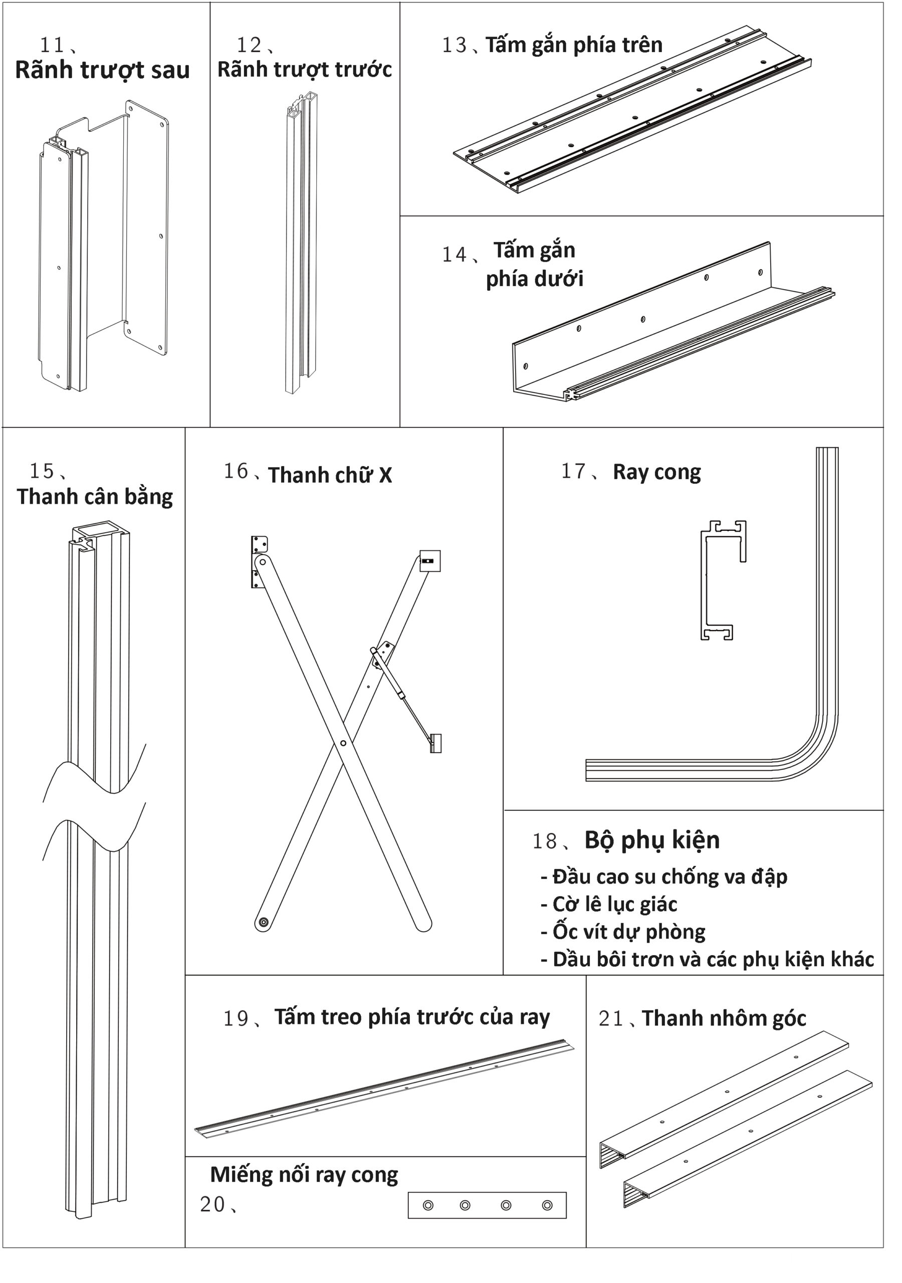 Phụ kiện cửa trượt 2 cánh xếp giấu cánh BTS-YG303 5 Phụ kiện cửa trượt 2 cánh xếp giấu cánh BTS-YG303 2