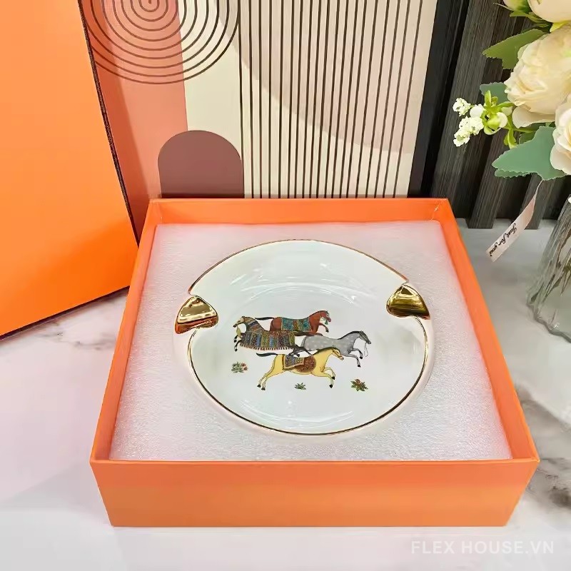 Gạt tàn cigar bằng sứ trang trí ngựa thổ cẩm CGL4908 8