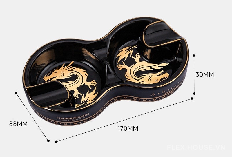 Gạt tàn cigar gốm sứ decor song long sang trọng HC3716 10