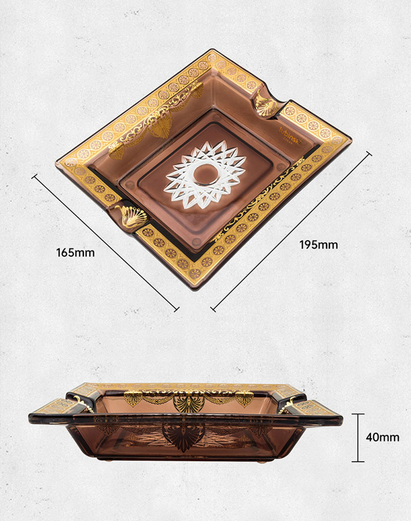 Gạt tàn cigar thủy tinh viền hoa vàng đẹp mắt LBS683 10