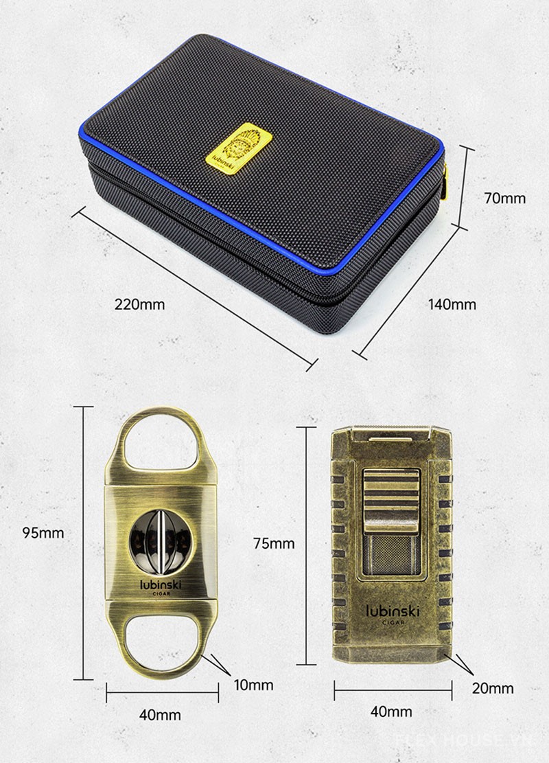Hộp đựng cigar cầm tay viền xanh ấn tượng LBS430 11