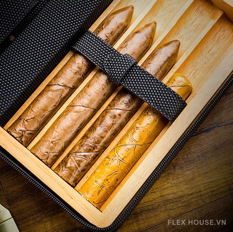 Hộp đựng cigar cầm tay viền xanh ấn tượng LBS430 6