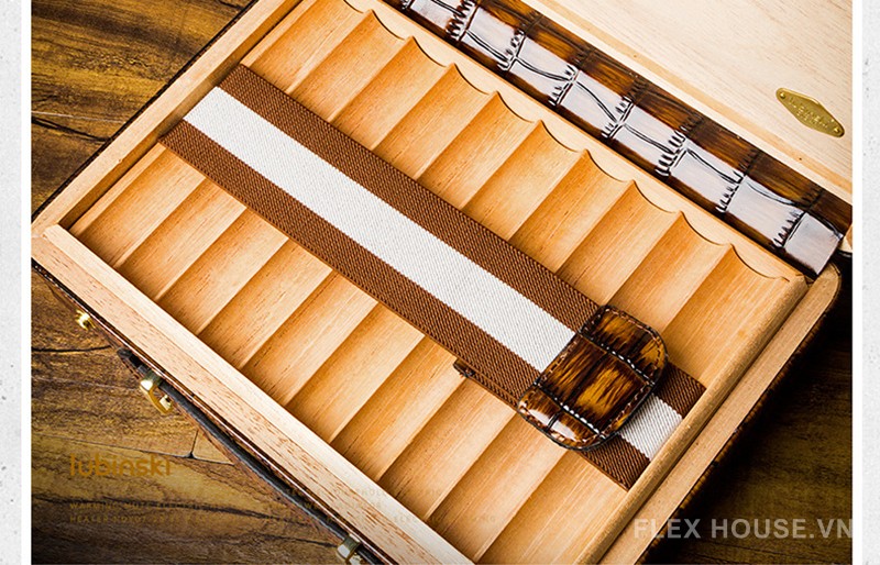Hộp đựng cigar họa tiết da cá sấu sang trọng LBS441 7