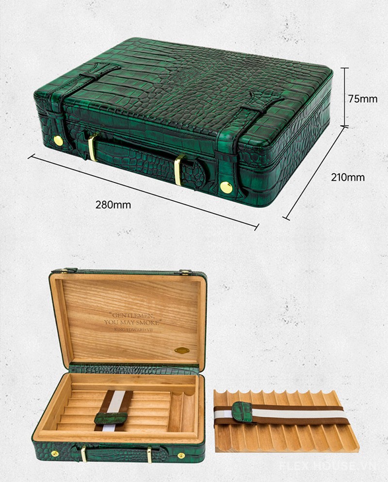 Hộp đựng cigar họa tiết da cá sấu sang trọng LBS441 12