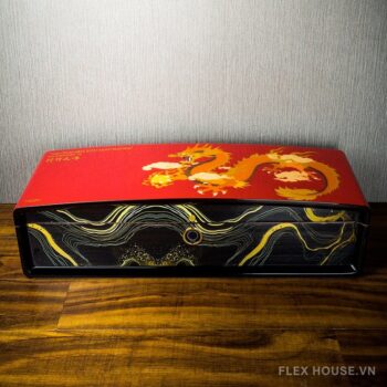 Hộp ủ cigar khóa vân tay decor họa tiết Rồng LBS070