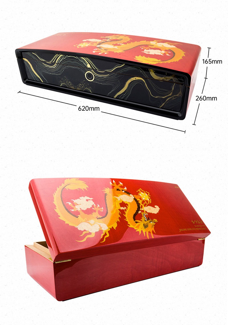 Hộp ủ cigar khóa vân tay decor họa tiết Rồng LBS070 9