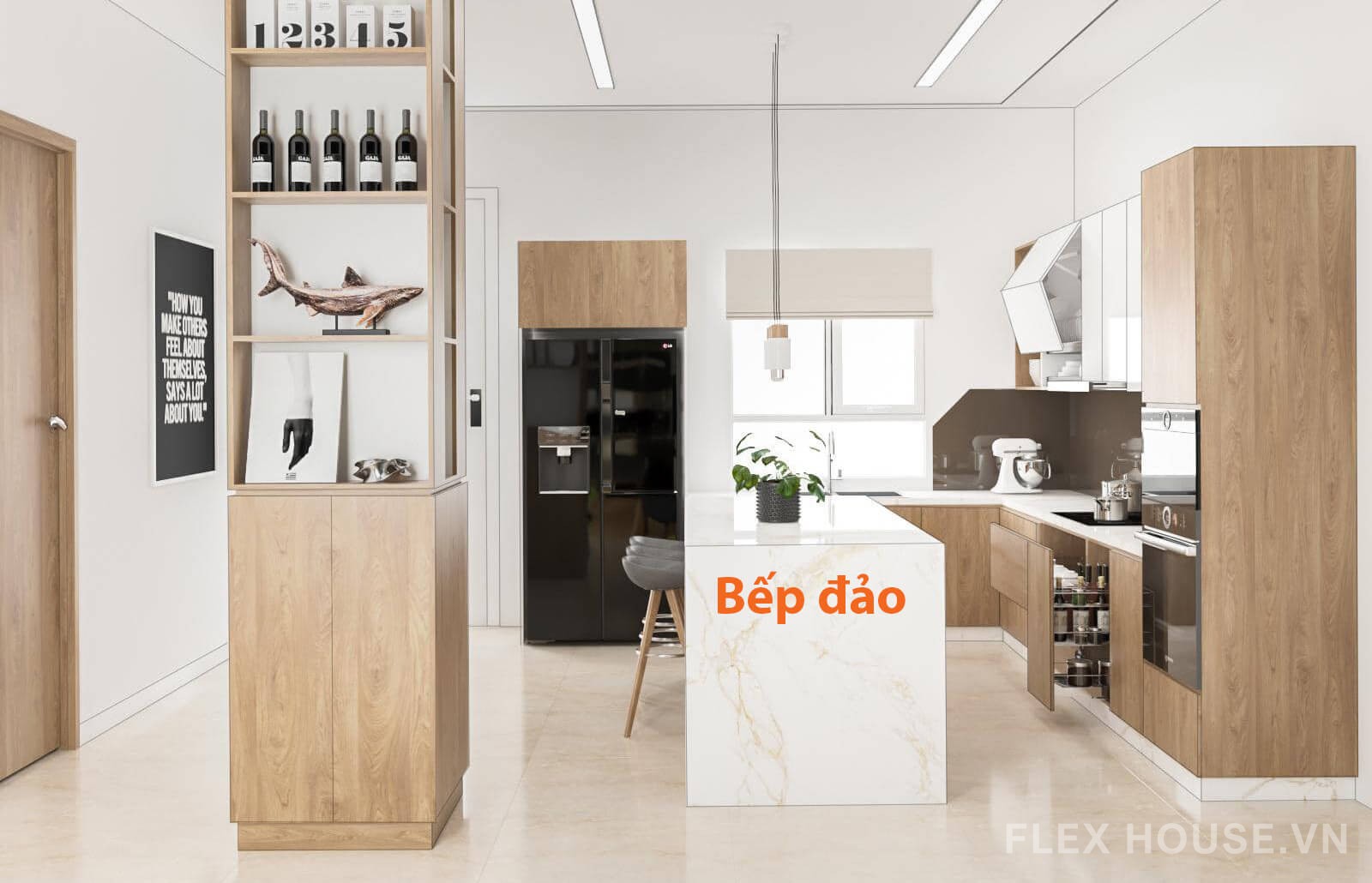 khoảng cách bếp đảo lý tưởng cho không gian bếp