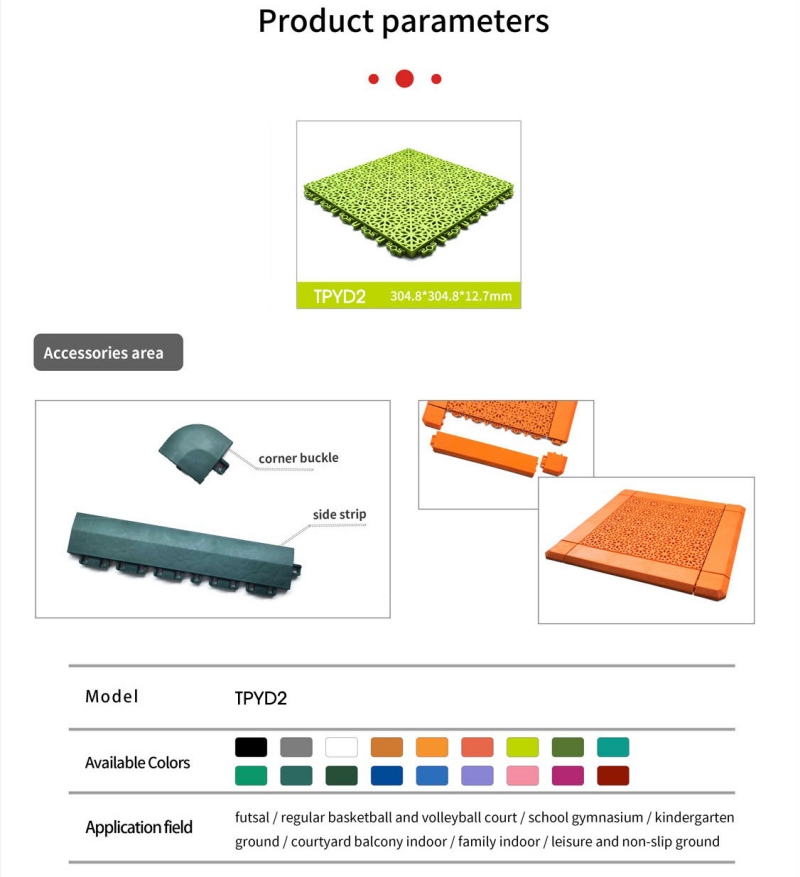 Thảm sân bóng rổ sân pickeball bằng nhựa PP TPYD2 21