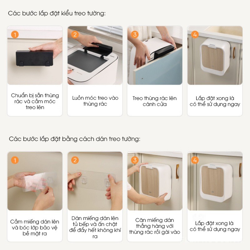 Thùng rác cảm ứng treo cánh tủ hiện đại 7 lít DT625 12