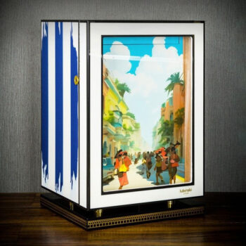 Tủ cigar 3 tầng hình vẽ Cuba nghệ thuật LBS8006