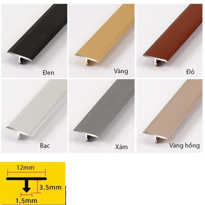 Nẹp nhôm chữ T trang trí nội thất nhiều màu KL6063 12