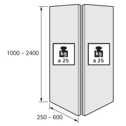 Bộ phụ kiện cửa trượt xếp Wingline L Hettich WLL25-4