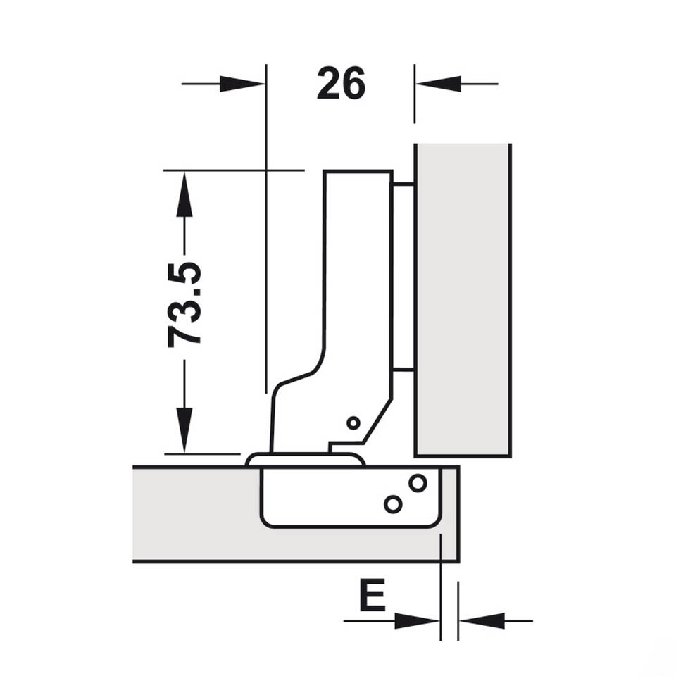 Bản lề trùm nửa Metalla Hafele 493.03 4