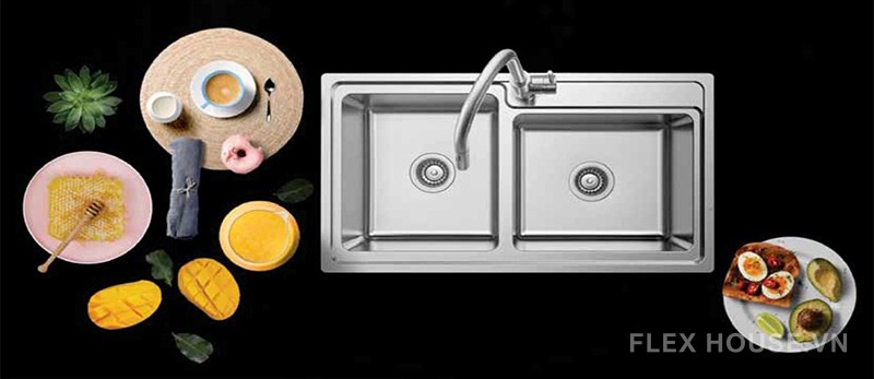 Chậu rửa inox 2 hộc HS20-SSN2S90L Hafele 567.20.546 9