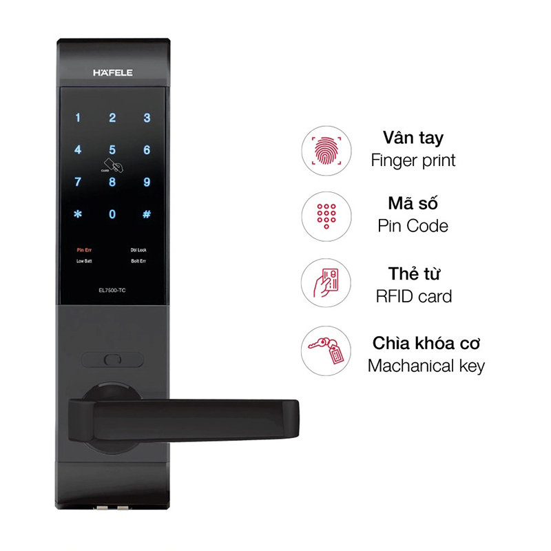 Khóa cửa điện tử thân nhỏ Hafele EL7500-TC 912.05.716 4