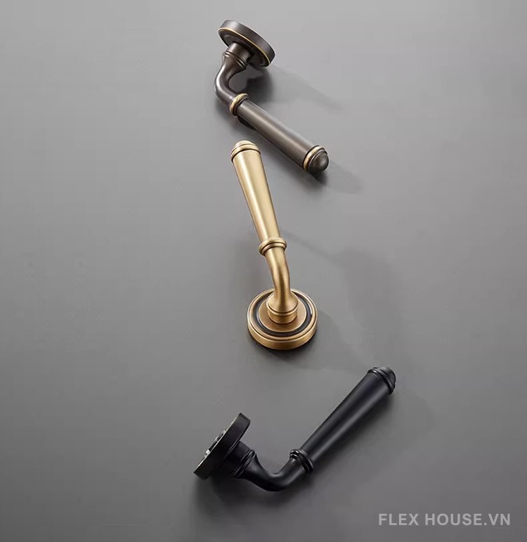 Khóa cửa phòng tay gạt bằng đồng Retro kiểu Pháp RG190 5