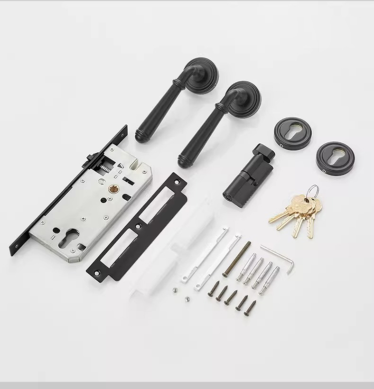 Khóa cửa phòng tay gạt bằng đồng Retro kiểu Pháp RG190 17