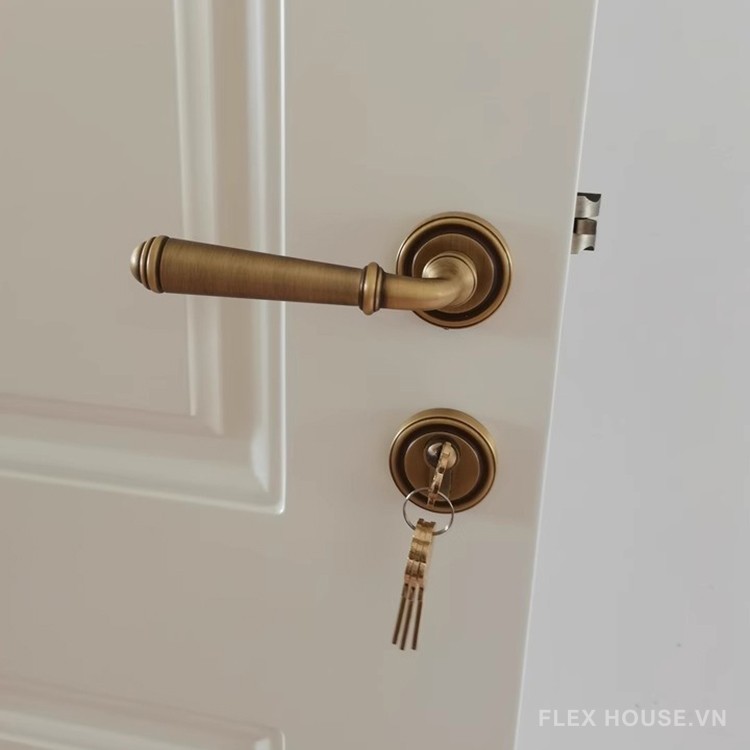 Khóa cửa phòng tay gạt bằng đồng Retro kiểu Pháp RG190 19