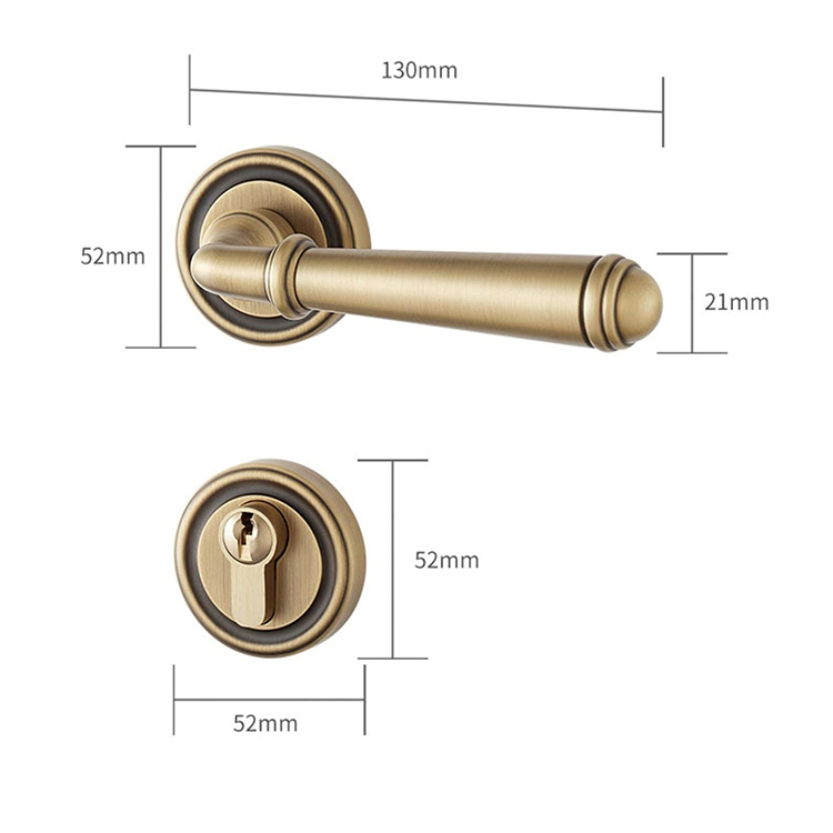 Khóa cửa phòng tay gạt bằng đồng Retro kiểu Pháp RG190 18