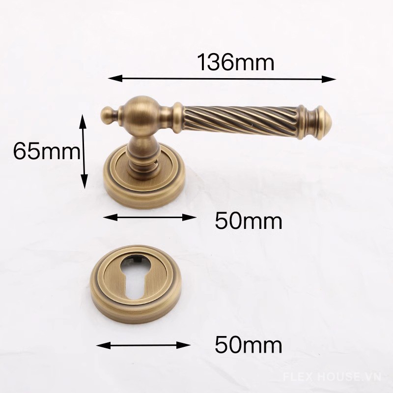 Khóa cửa tay gạt bằng đồng kiểu Pháp Vintage GL409