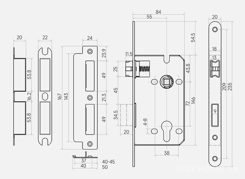 Khóa cửa phòng tay gạt hợp kim sang trọng A01-218ZY 10