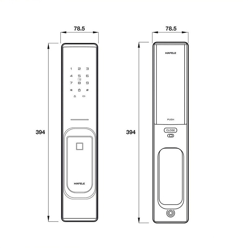 Khóa vân tay cao cấp PP8100 Hafele 912.05.69 9
