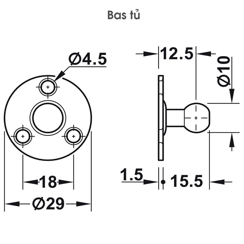 Pittong đẩy cánh tủ 150N Hafele 373.82.910 12