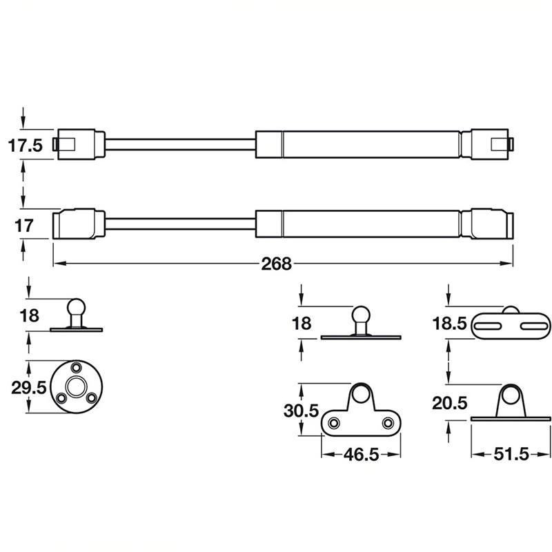 Pittong đẩy cánh tủ 150N Hafele 373.82.910 9