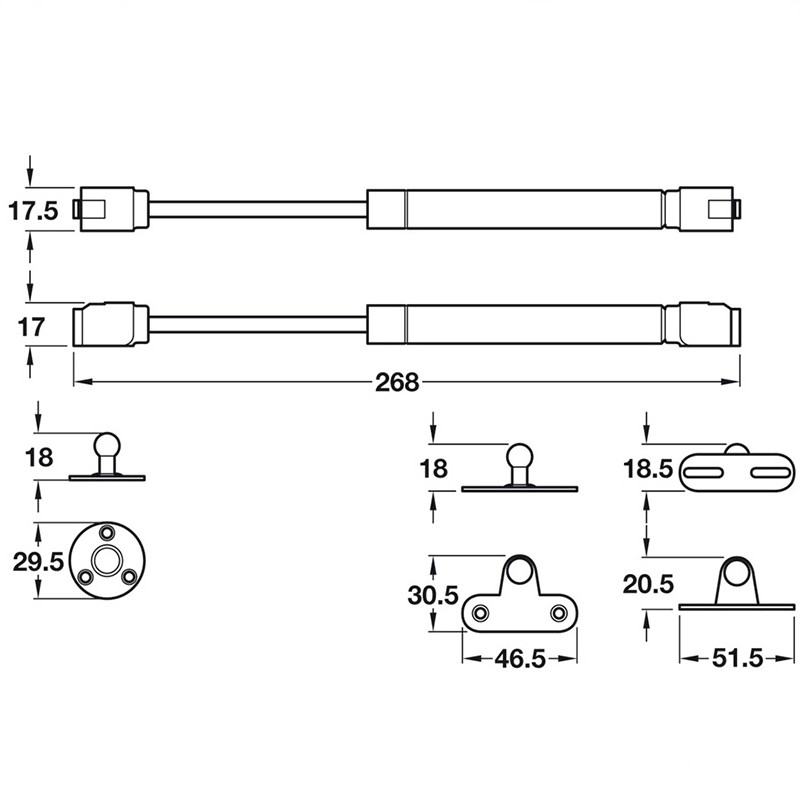 Pittong đẩy cánh tủ 80N Hafele 373.82.907 8