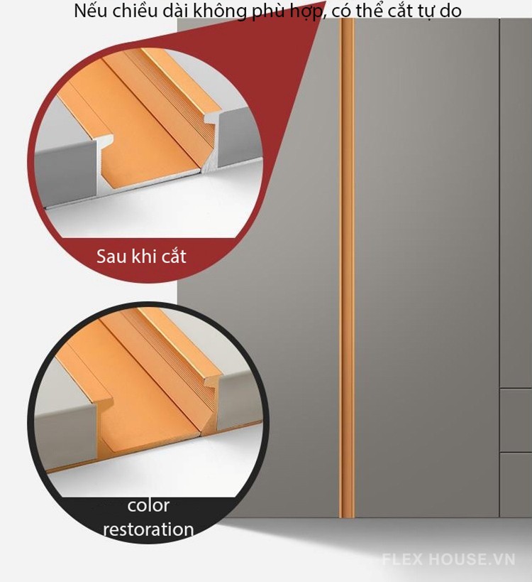 Tay nắm âm tủ hợp kim nhôm dài 3m U02469 9