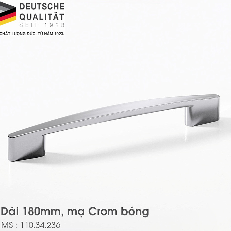 Tay nắm tủ mạ Crom bóng 180mm H1345 Hafele 110.34.236 4