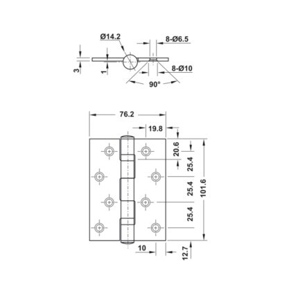 Bản lề cánh bướm bằng đồng thau Hafele 926.20.881