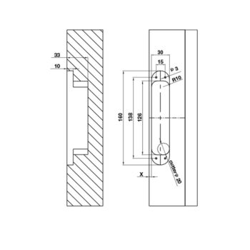 Bản lề chữ thập lắp âm cho cửa gỗ Hafele 927.03.090