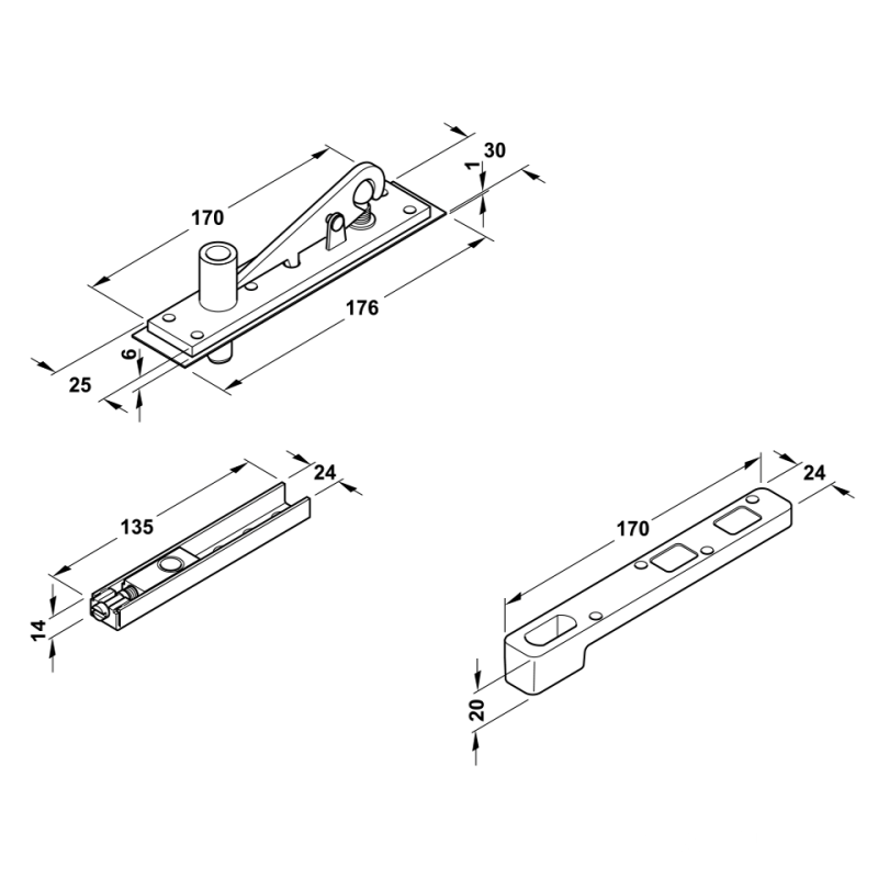 Bản lề sàn DCL41 EN2 70Kg Hafele 932.84.025