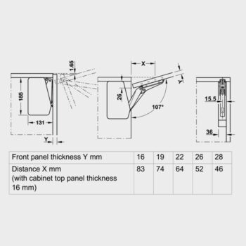Bộ tay nâng cánh tủ Free Flap 3.15 Hafele 493.05.862