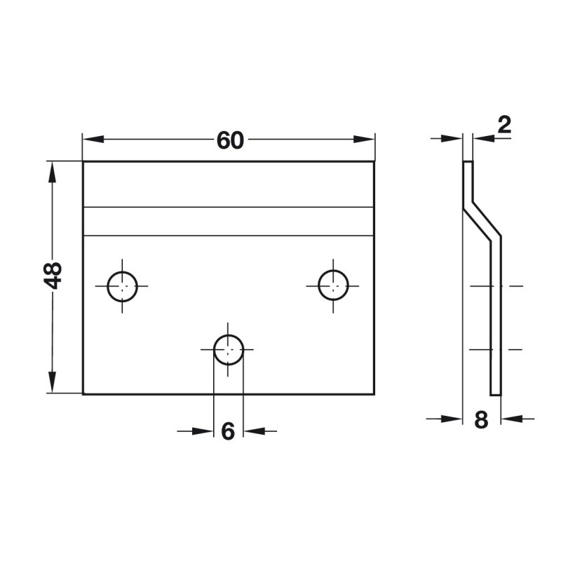 Đế gắn tường chiều dài 60mm Hafele 290.08.900