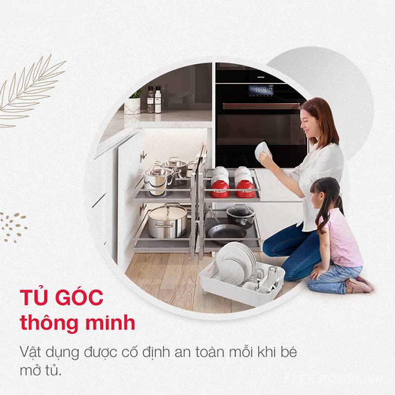 Kệ góc cho tủ bếp chữ L Olla 900mm Kosmo 595.50.804