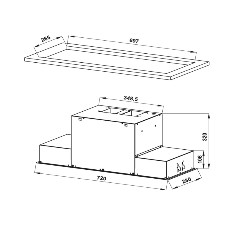 Máy hút mùi âm tủ cao cấp HH-BI72A Hafele 533.80.027
