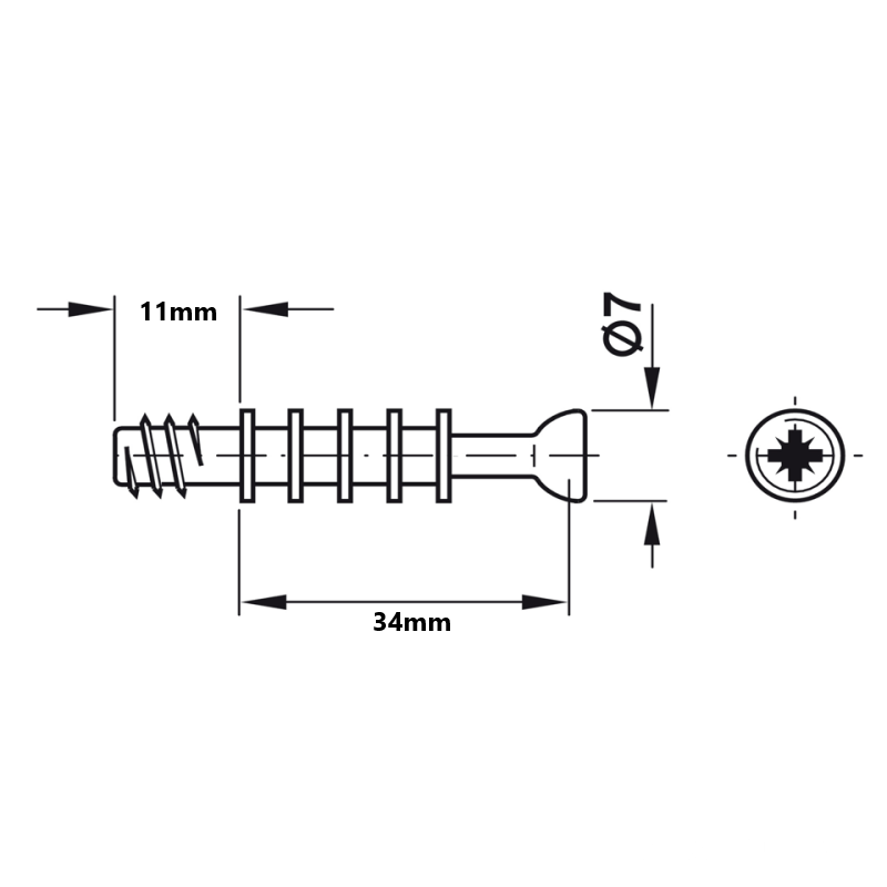 Ốc liên kết ren M6 dài 11mm Hafele 262.28.624