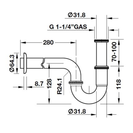 Ống xả bẫy nước S-trap cho lavabo Hafele 495.61.241