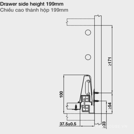 Ray hộp Alto giảm chấn màu trắng Hafele 552.79.785