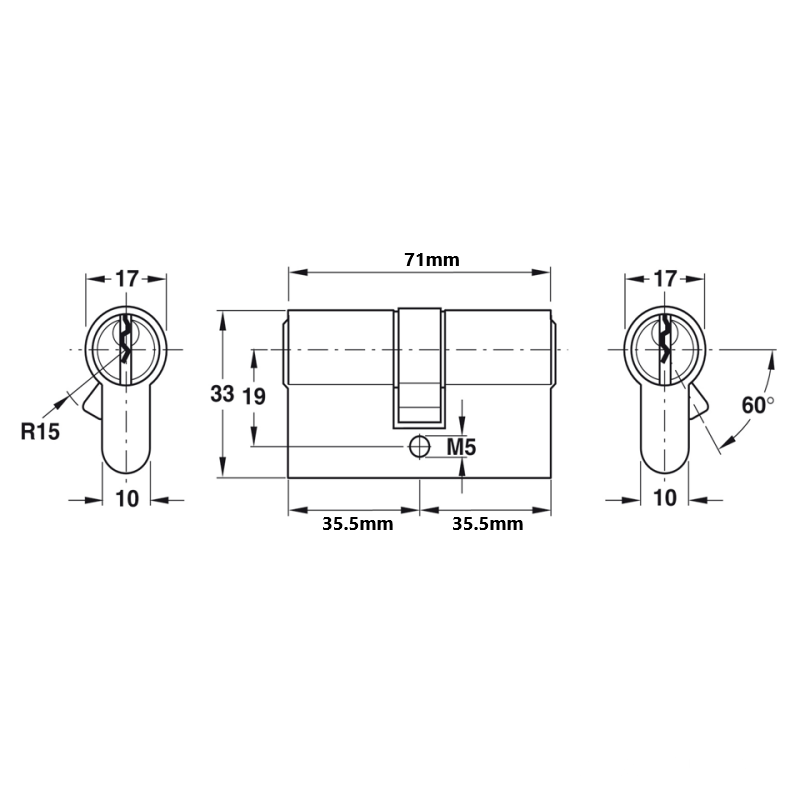 Ruột khóa cửa chính 2 đầu chìa Hafele 916.9